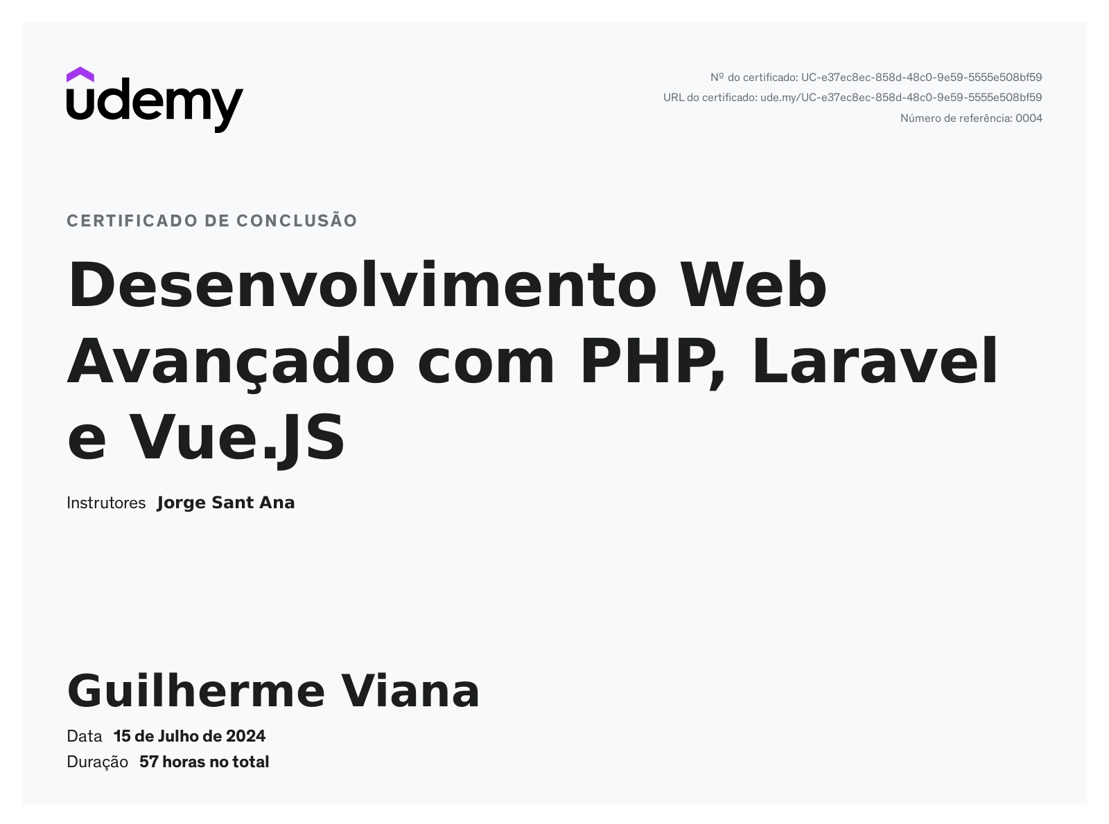 Certificado Laravel GUILHERME VIANA