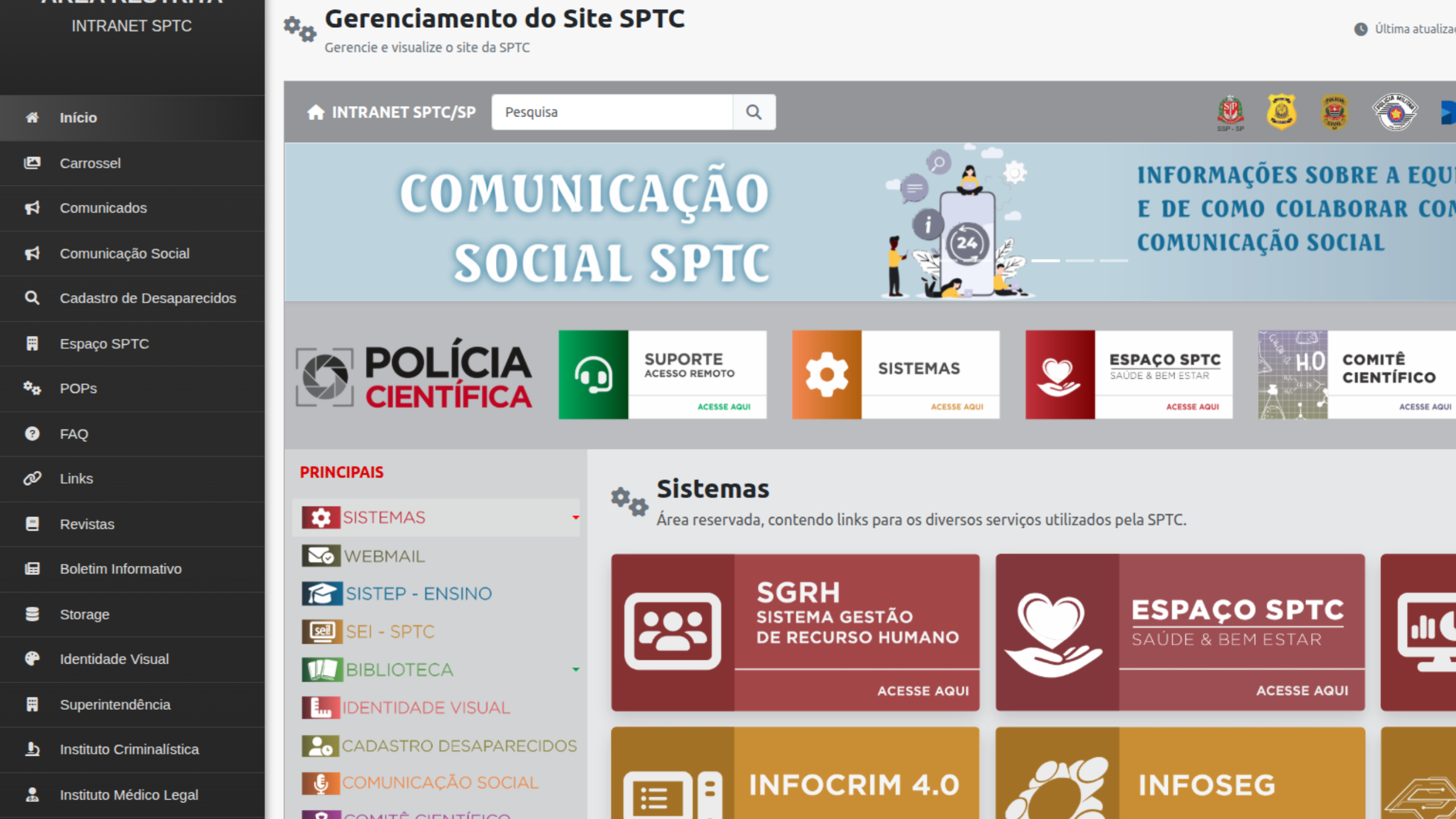 Intranet Polícia Científica SP